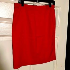 Red textured, pencil skirt